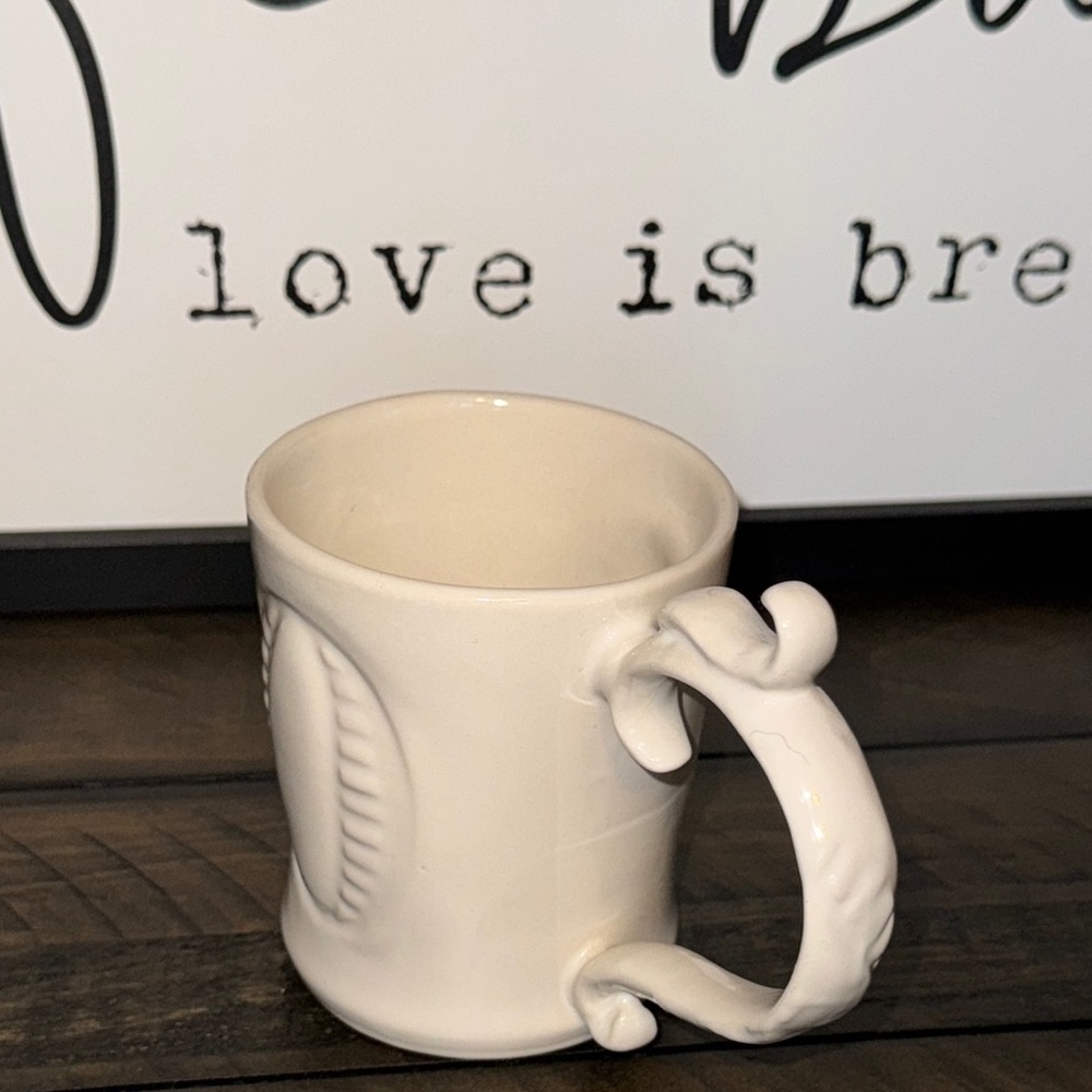 POTTERY BARN PB A-Z MUGS Elegant Cream Ceramic Mug Cup Initial Monogram Letter O - Picture 4 of 13